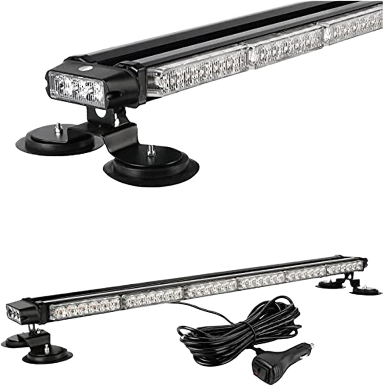 38.5-Inch 78 LED Strobe Lamp Strips Double-Sided Flashing High Intensity Emergency Warning Flash Strobe Lamp with Magnetic Base(Amber Red)