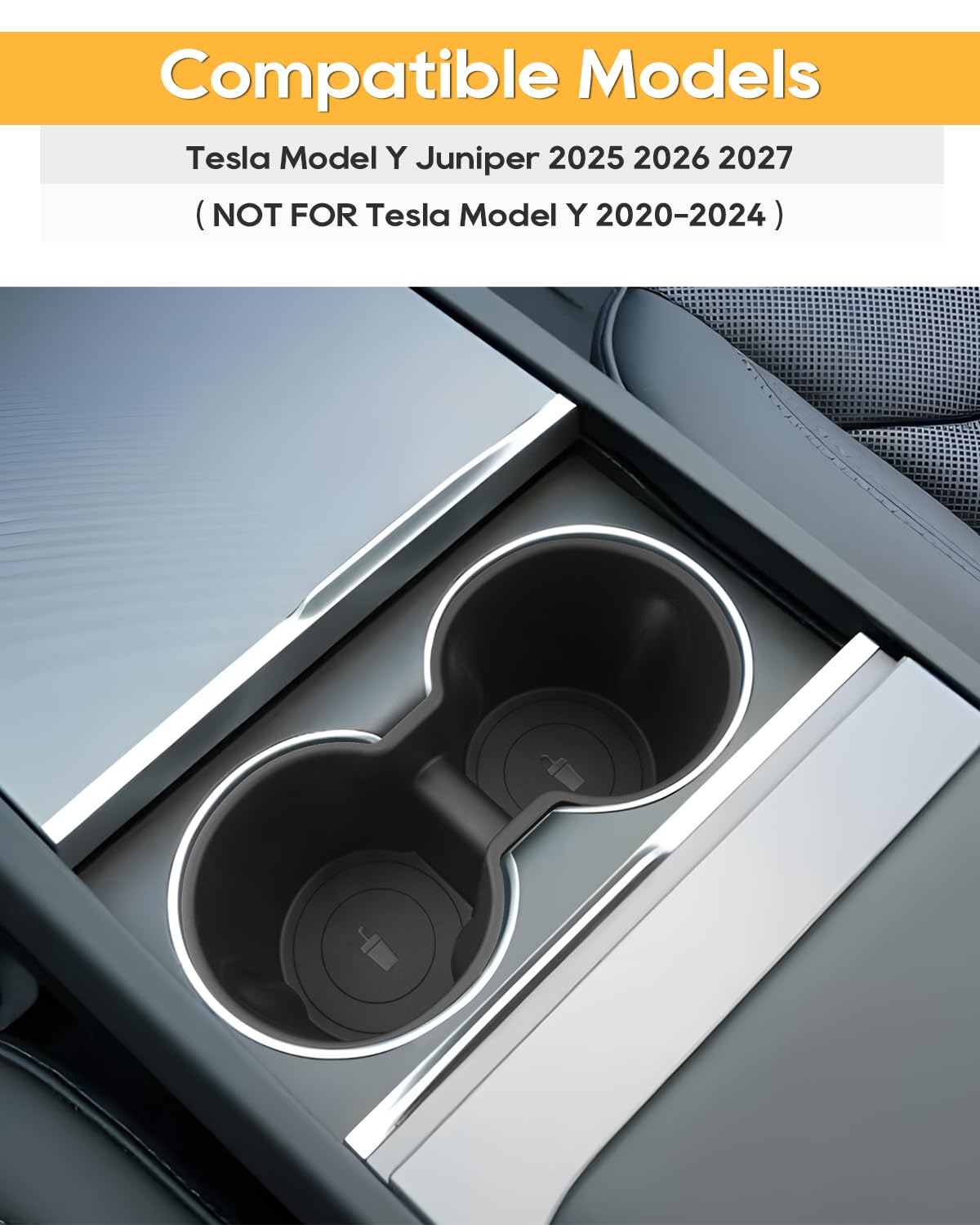 LFOTPP Dla Tesli Model Y Juniper 2025 2026 & Model 3 Highland 2024 2025 Uchwyt na napoje samochodowe, uchwyt na kubek z wkładem TPE, uchwyt na butelki, uchwyt na kubek w konsoli środkowej, akcesoria