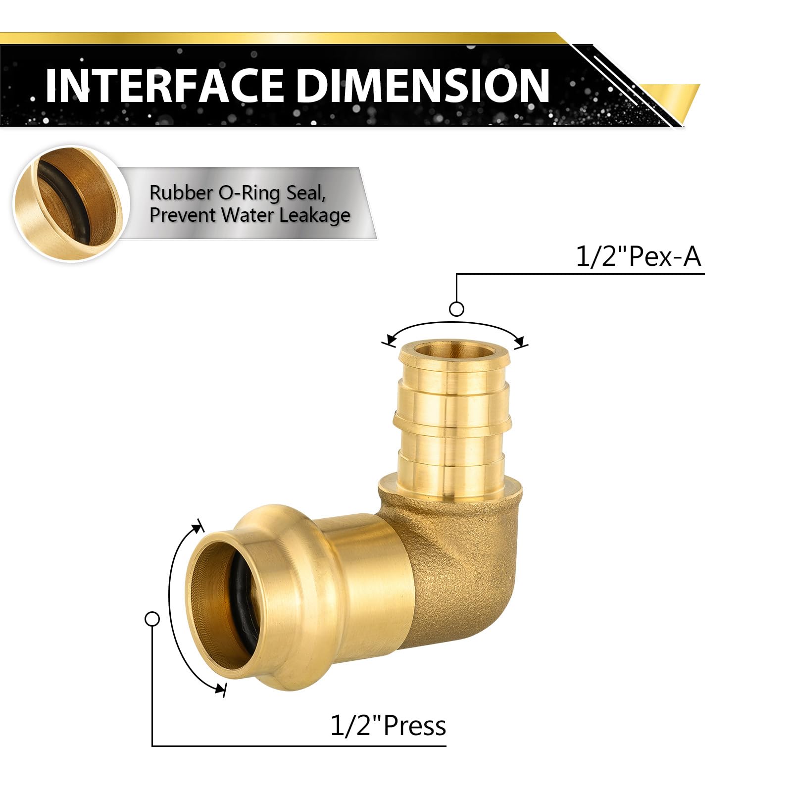 (10 sztuk) Foskan 1/5.1 cm naciśnij x 1/5.1 cm kolano rozszerzające PEX, mosiężna złączka zaciskowa, przyłącze do rur miedzianych i Pex A