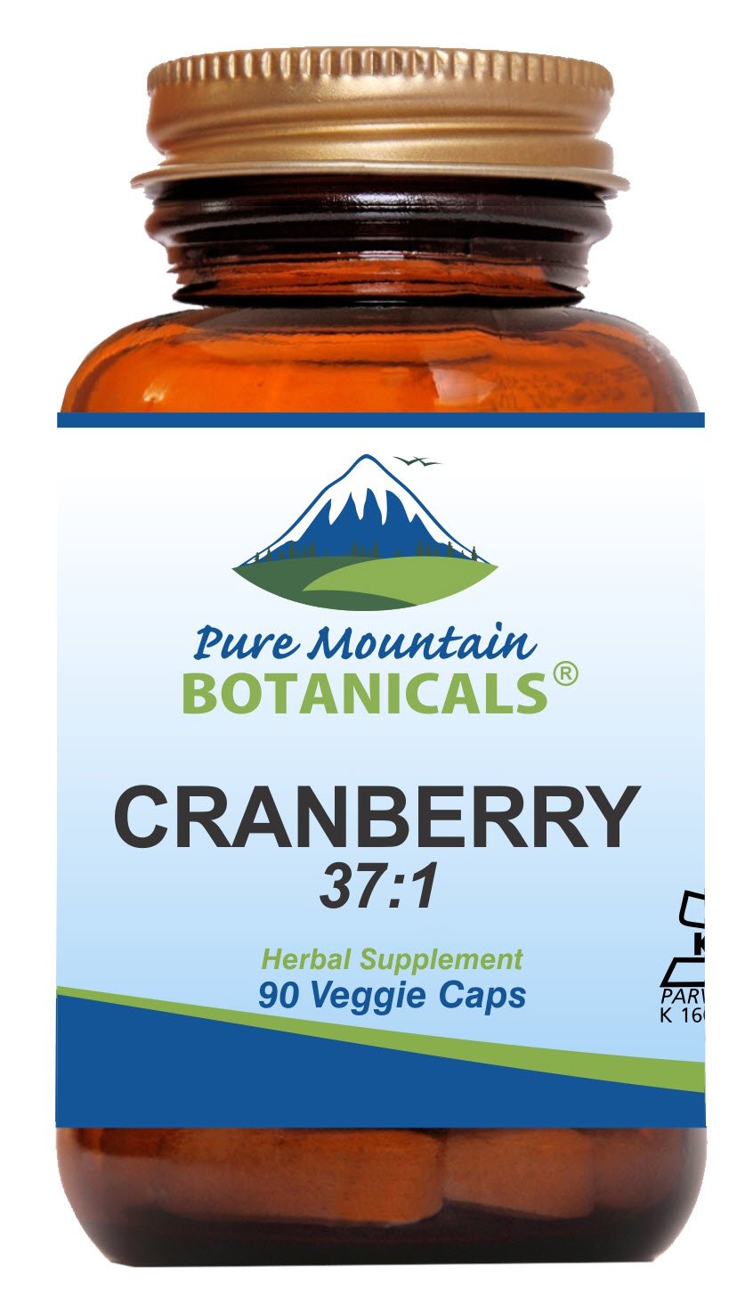 Pure Mountain Botanicals Cranberry Pills Kosher Vegan Capsules with 400mg Cranberry Concentrate Extract Supplement