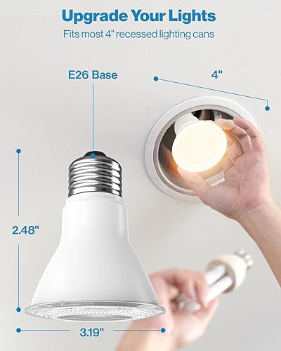Miniatura 3 de Sunco - Paquete de 10 bombillas LED PAR20, 800 lúmenes de alto brillo, luz de inundación para interiores, equivalente a 50 W 8 W, regulable, blanco