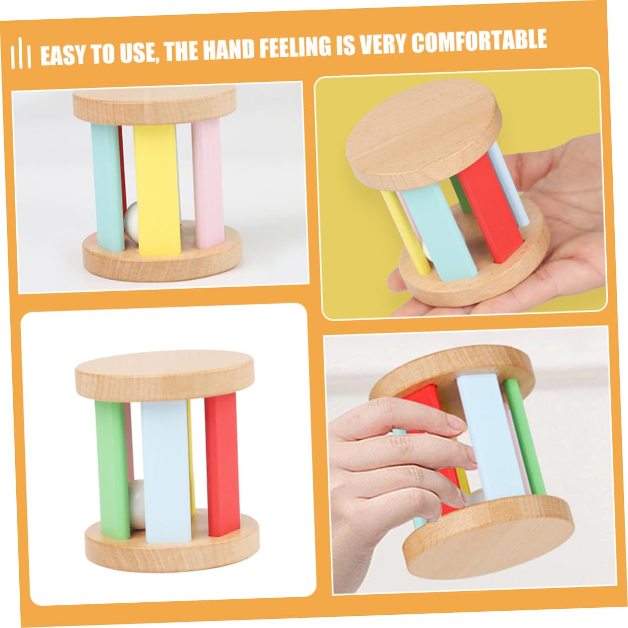 GALPADA Wooden Rattle Roller Musical Instrument for Interactive Hand Rattle for Early Education Develops Auditory Sense Hand Eye Coordination Shower Birthday Present