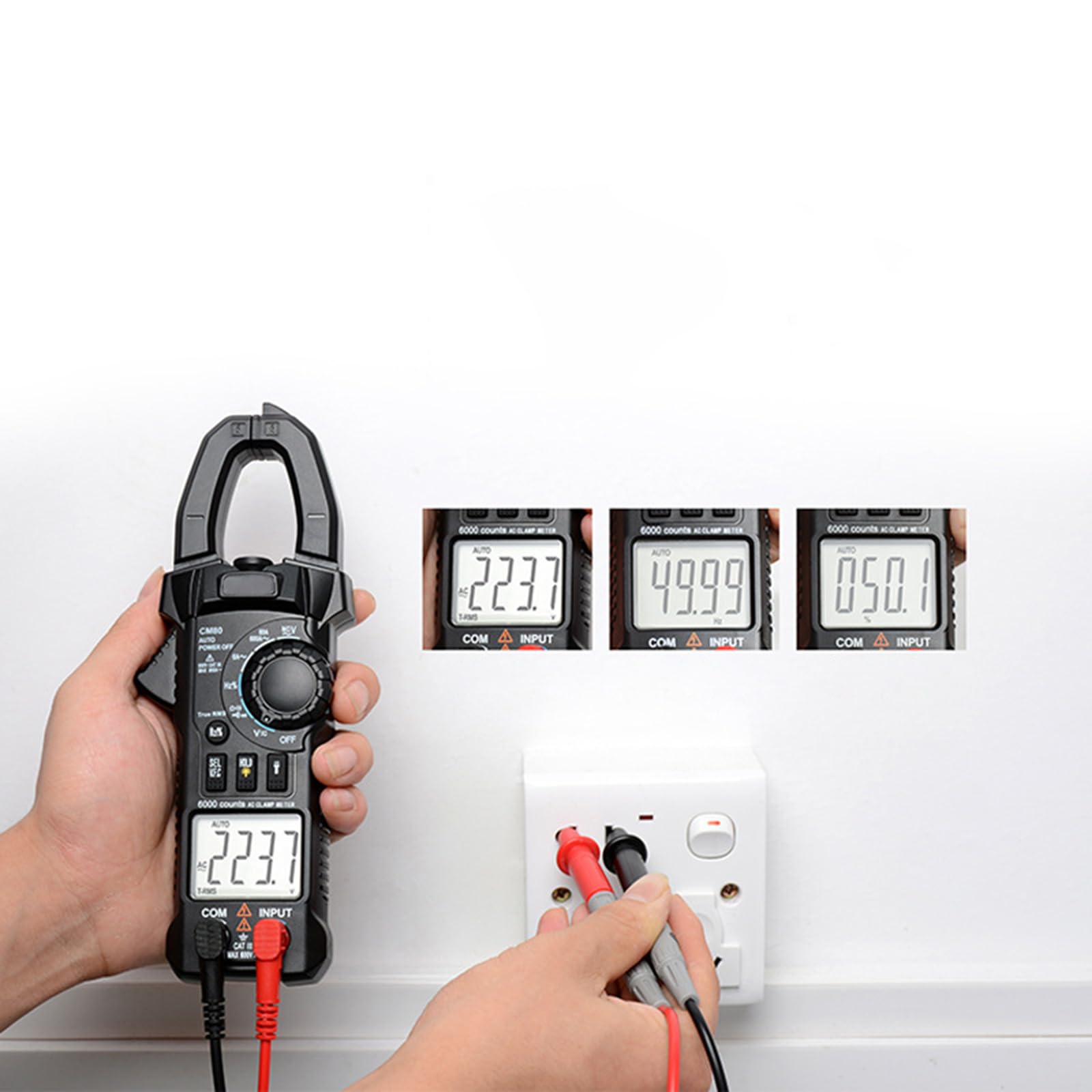 Auto Ranging Digital Clamp Meter TRMS 6000 Counts Measures For Current Resistance Capacitance Diode Tes