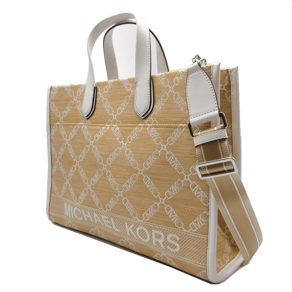 マイケルコース バッグ トートバッグ MICHAEL KORS ジジ ジャカード ストロー エンパイア ロゴ ラージ トート 2WAY 斜め掛け A4対応 30S4S3GT3O NAT/OPTICWHT (ナチュラル×オプティックホワイト) ブティック レディース Amazon | [マイケルコース] バッグ トートバッグ ジジ ジャカード