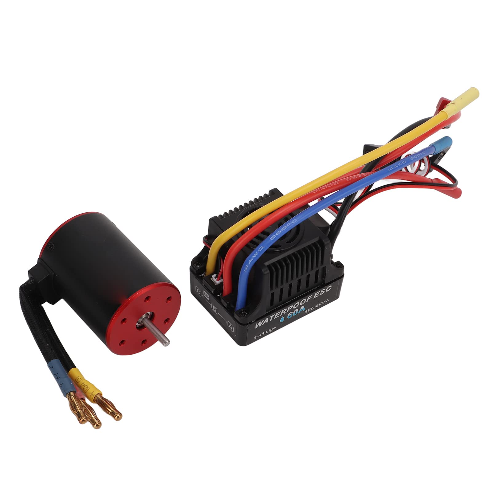 Motor sin escobillas impermeable 3650 3900KV, ESC de 60 A, regulador eléctrico, cable largo para coche RC 1/8 1/10