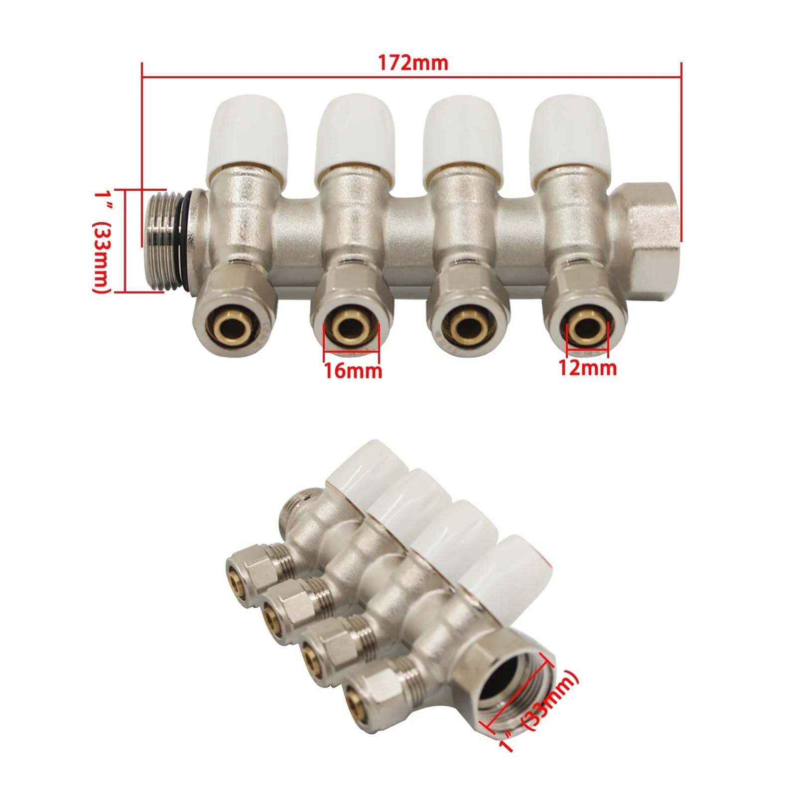 Collettori d'acqua for collettori d'acqua in ottone DN25 da 1" for riscaldamento a pavimento(4L)