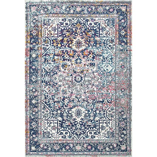 nuLOOM Lilah Tapete Vintage Medallion 8x10 Azul miniatura 3
