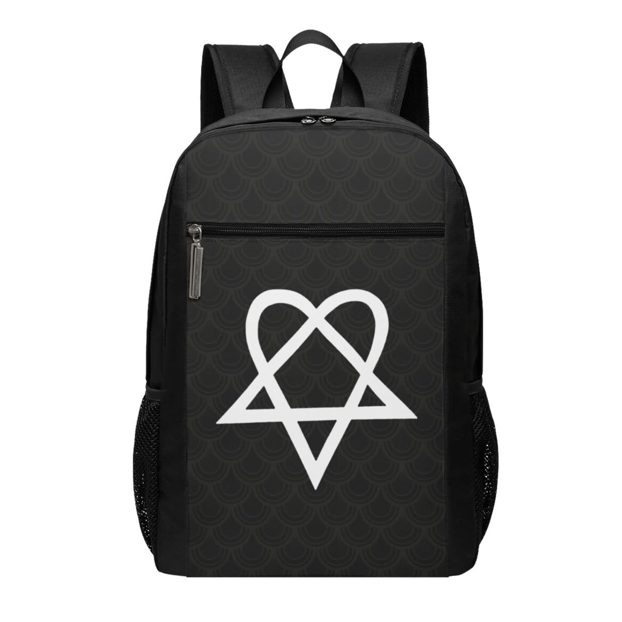 Loujin Black Backpack Heartagram Backpack Laptop For Student Large Capacity Daypack School Bag 17 Inch