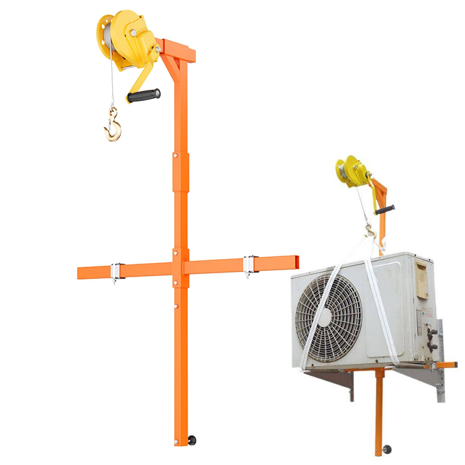 Installation de climatiseur sans effort via treuil manuel de levage