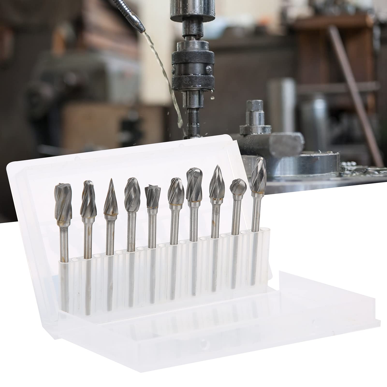 BORDSTRACT 10Pcs Carbide Burrs Set,Tungsten Steel Alloy Carving Tools,Single Cutting Edge Engraving Drilling Bits Tools for Die Grinder Polishing