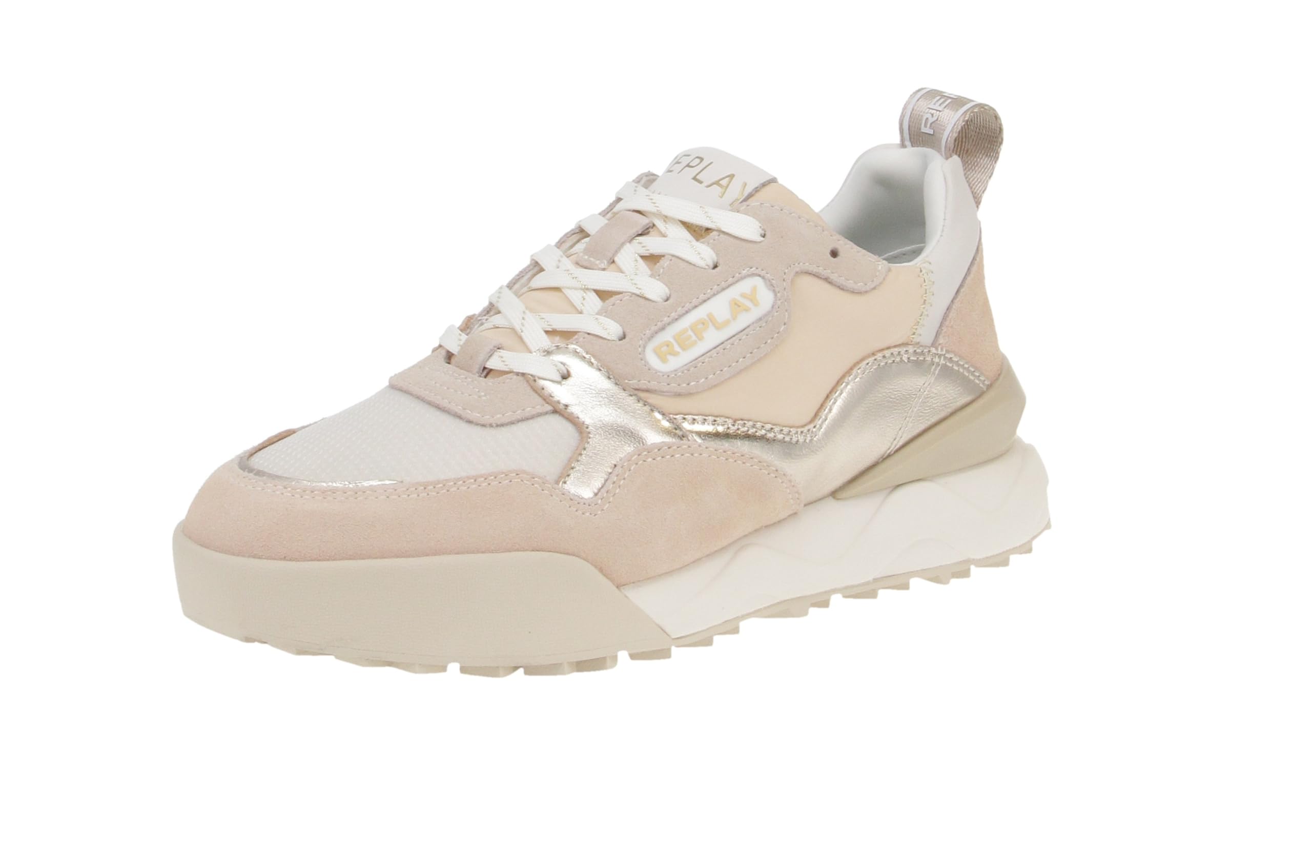 Replay Women's Lace-Up Trainers, 3377 Ecru Platinum, 7 UK