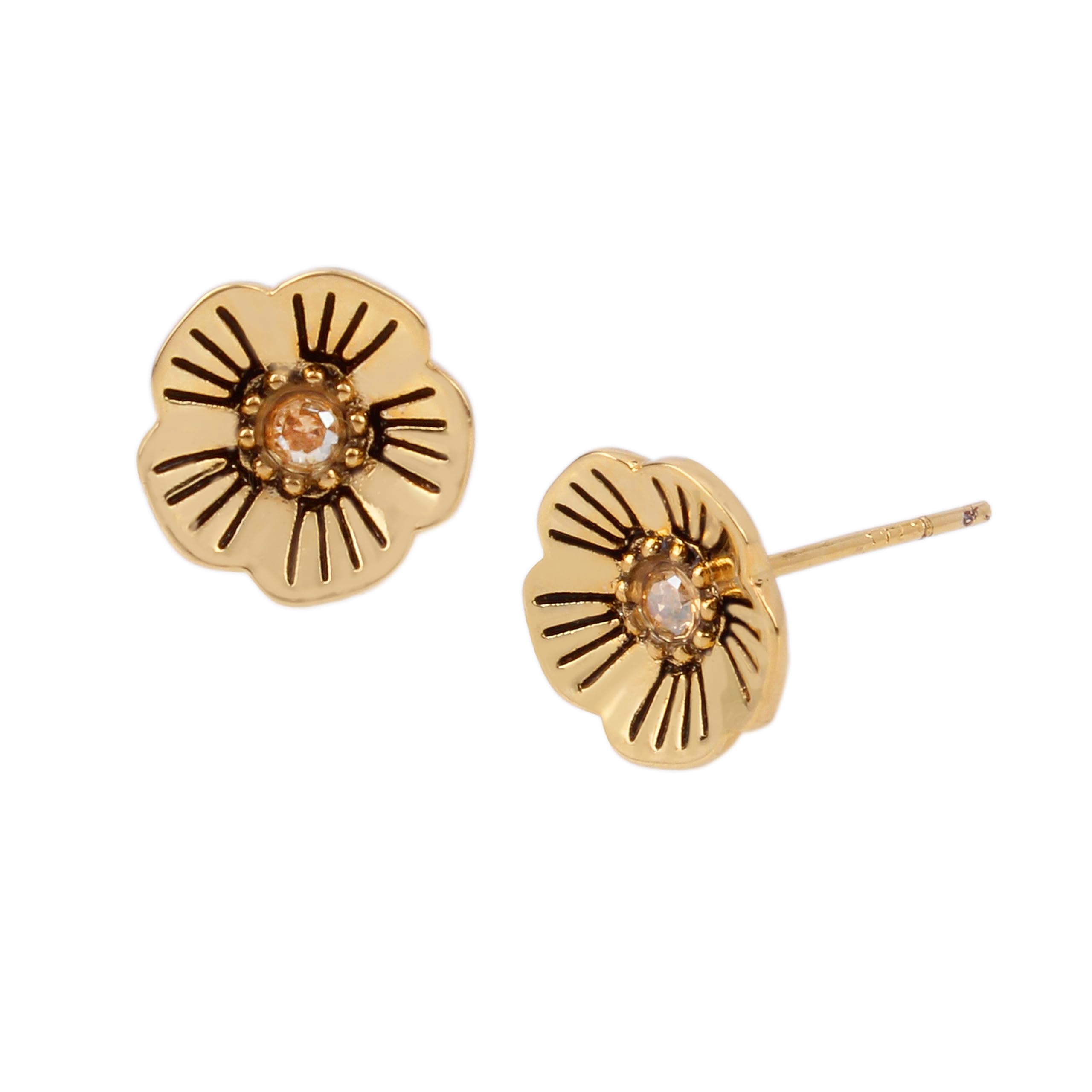 Photo 1 of COACH Tea Rose Stud Earrings Golden Shadow One Size