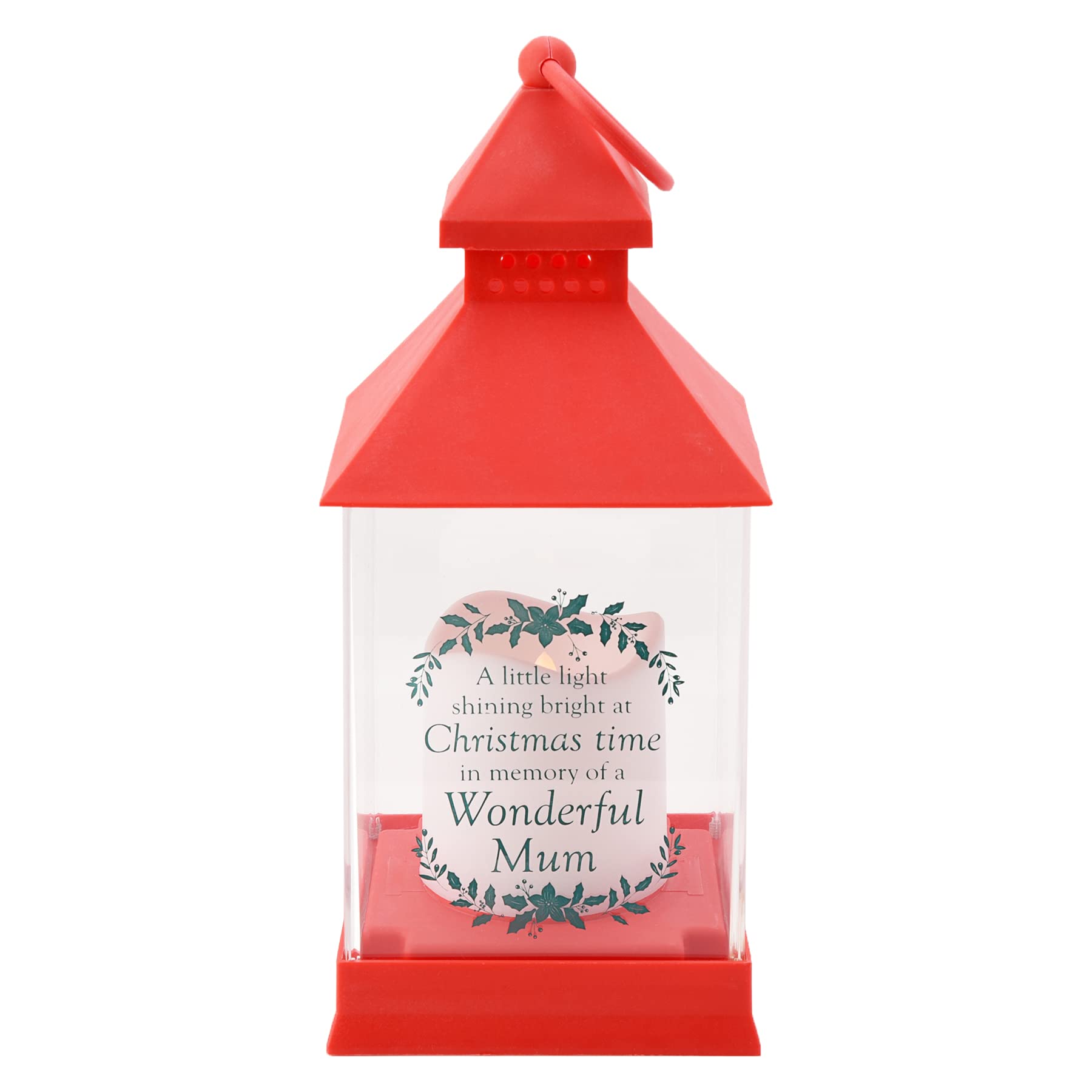 Widdop Bingham Red Christmas Memorial Led Lantern - Battery Operated - Mum