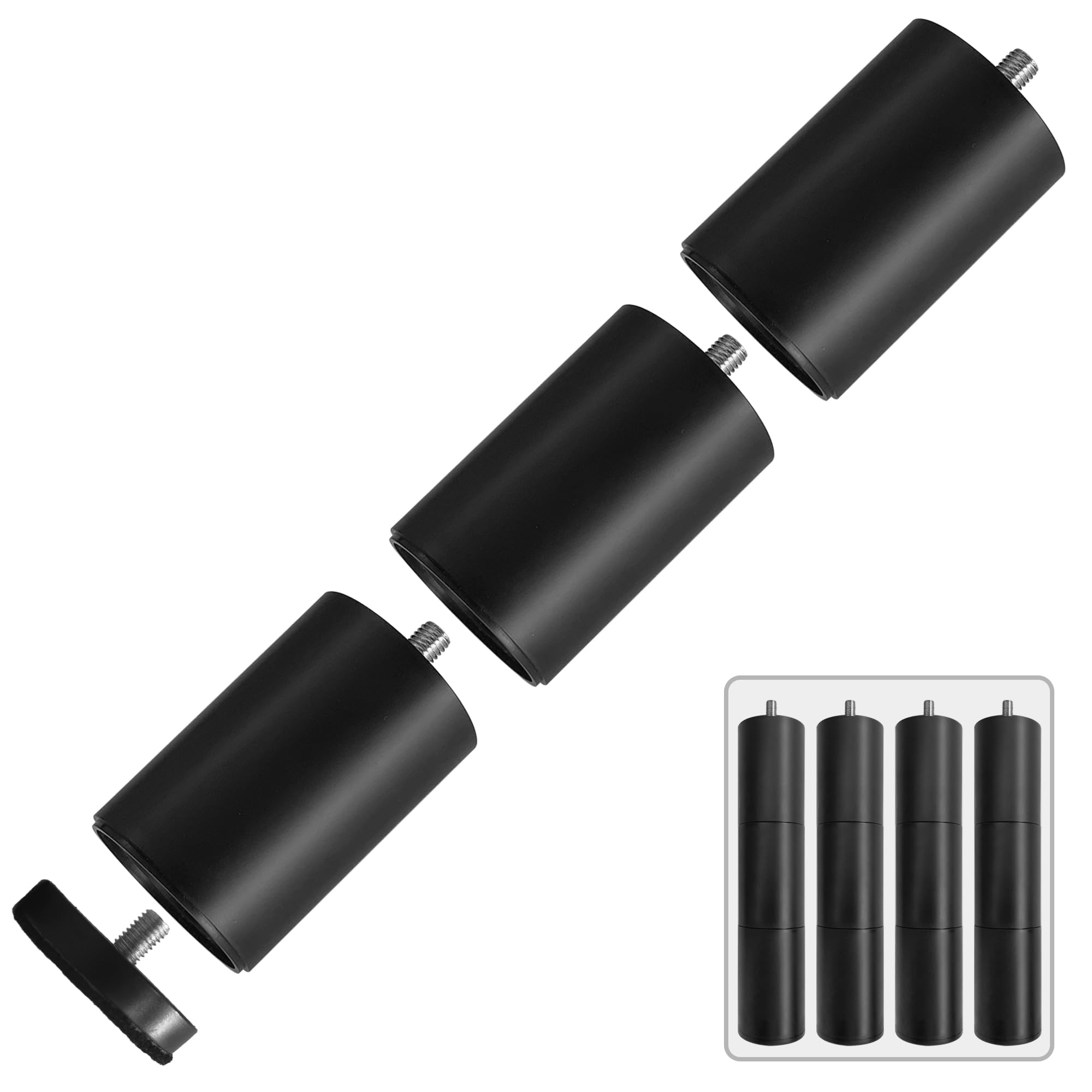 Bed Legs Replacement Fit for Zinus Adujustable Bed Frame, M10 1.5 Screw Thread Size, 3 Sections