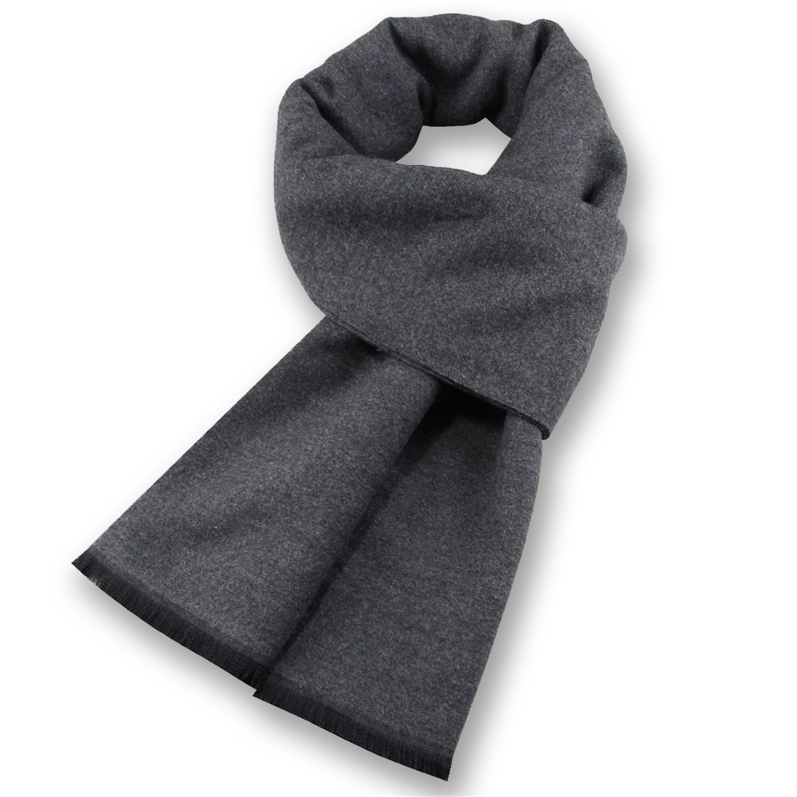 Sciarpa Uomo Inverno Sciarpa da uomo tinta unita invernale calda e ispessita(Dark Grey)