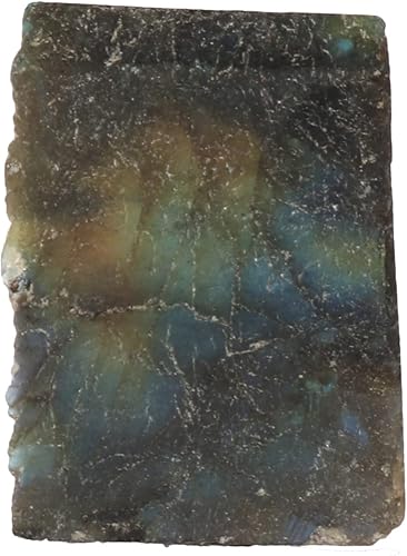GEMHUB Roca de labradorita negra áspera de 67.7 quilates, cristal curativo certificado para decoración del hogar y la oficina