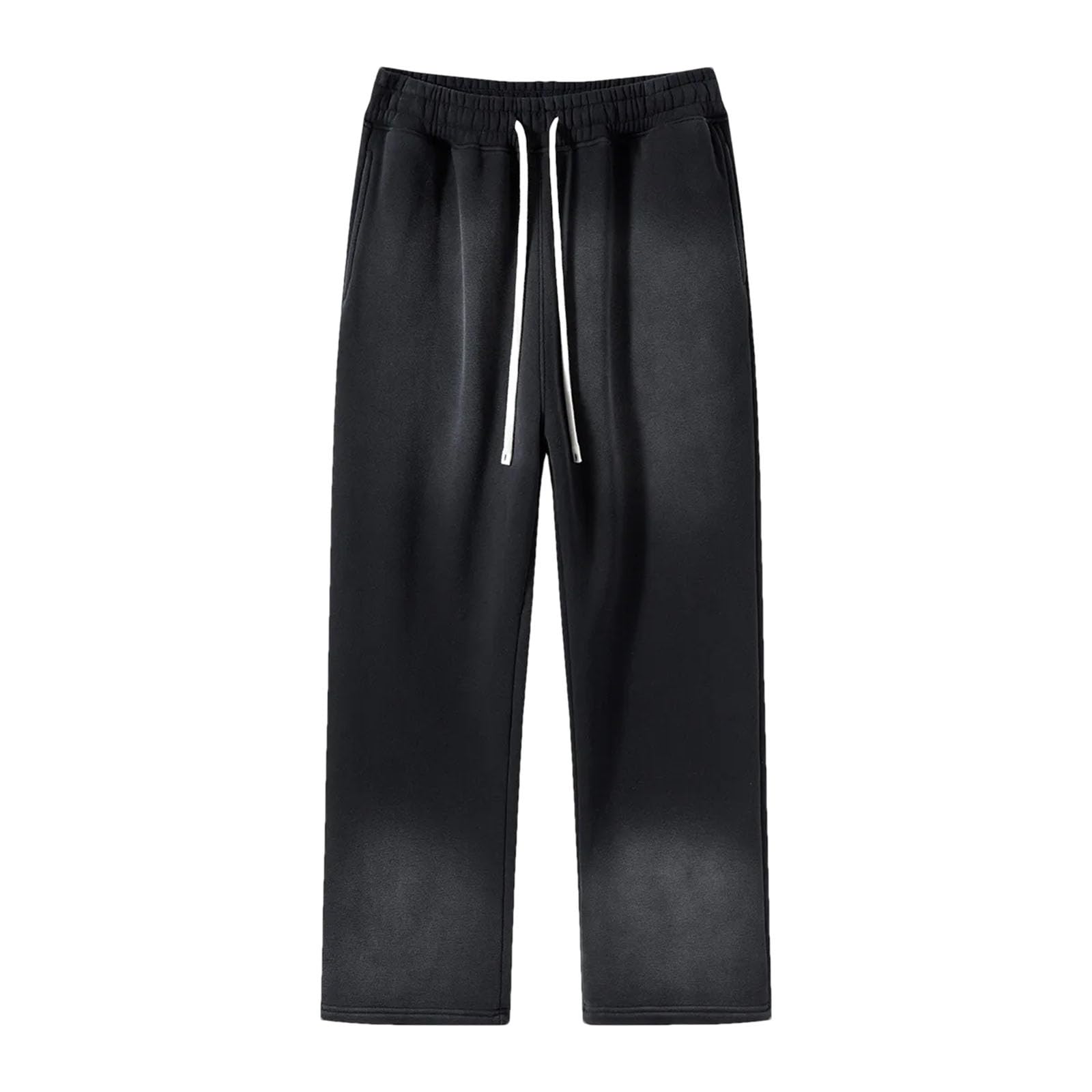 Dcvmvmn Mens Dyeing Thick Fleece Sport Pants Men Drawstring Waist Sweatpant Unisex Warm Track Pant Black