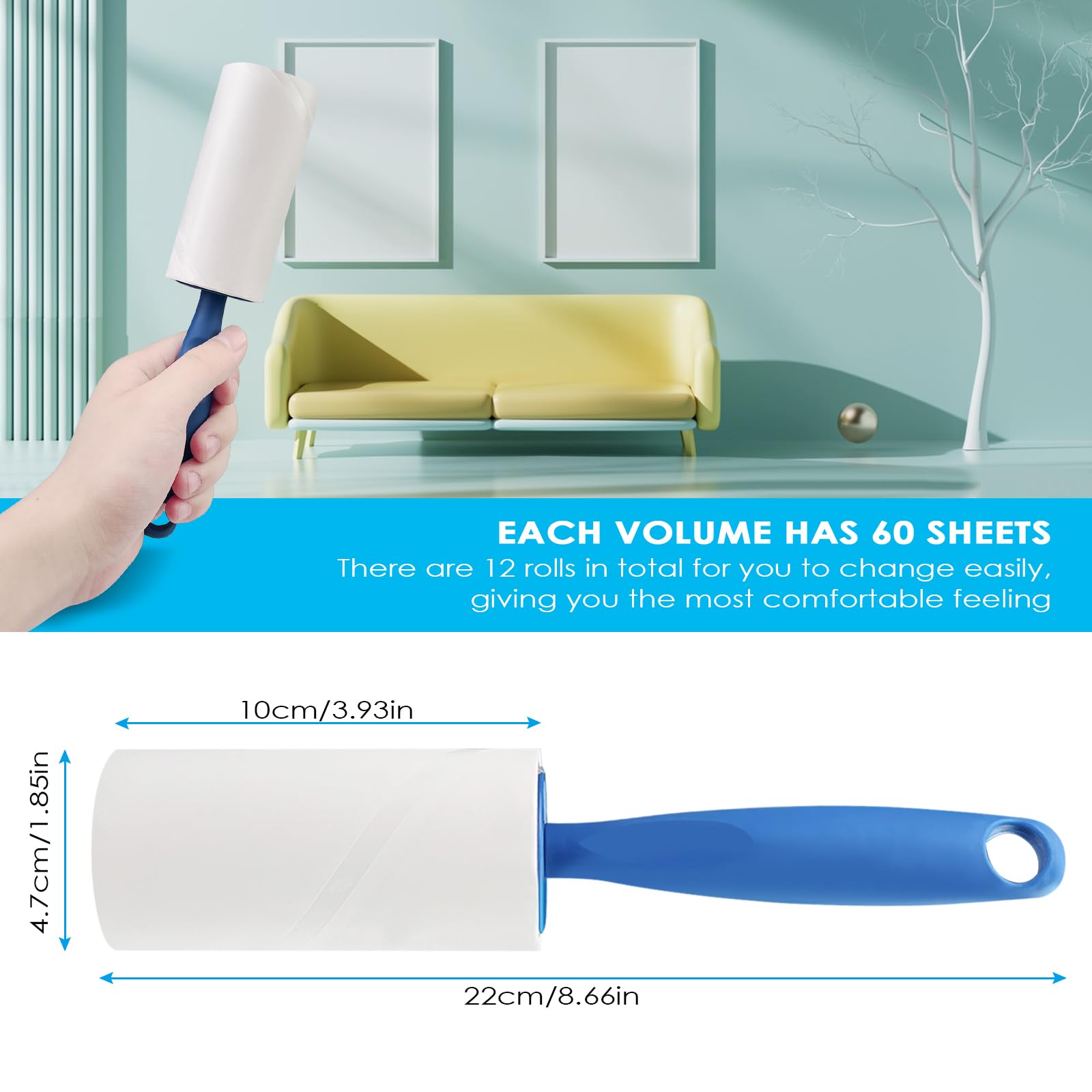 ELUBLU Rotoli di pelucchi riutilizzabili 2 in 1, lavabili per la rimozione dei peli di animali domestici, rullo per pelucchi portatile, compatto e portatile, per peli di animali, divani e capelli