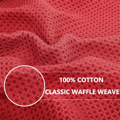Image of Homaxy 100% Cotton Waffle Weave Kitchen Dish Cloths, Ultra Soft Absorbent Quick Drying Dish Towels, 12 x 12 Inches, 6-Pack, Brick Red