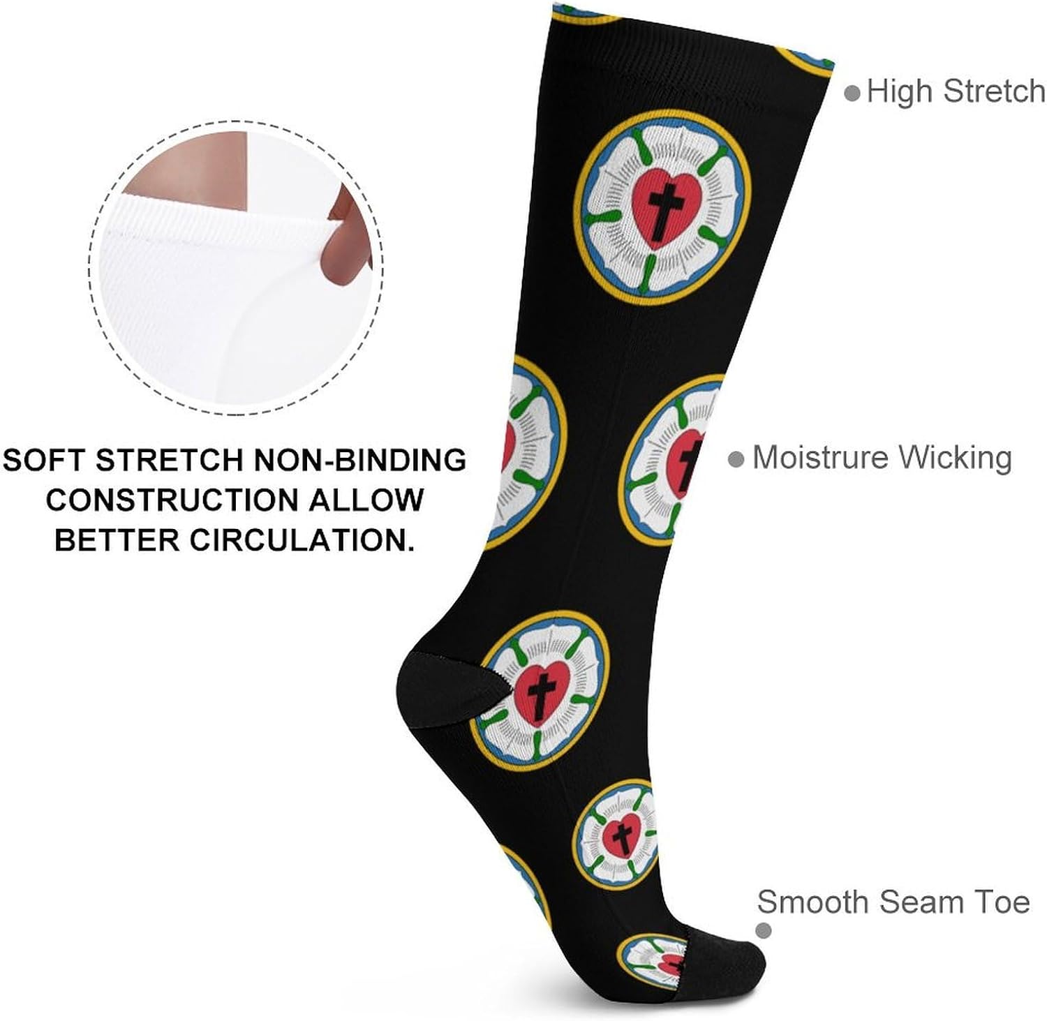 The Luther Rose Knee High Socks Athletic Long Stockings Sport Casual Crew Tube Sock Boot 46cm