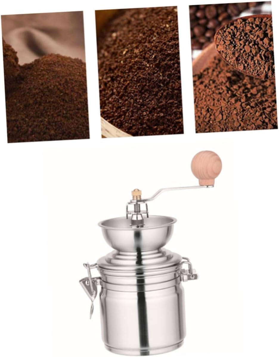 Ciieeo Manual Stainless Steel Coffee Bean Grinder Hand Crank Conical Burr Mill for Kitchen and Outdoor Travel Compact Coffee Grinder Pepper Spice Grinding Tool