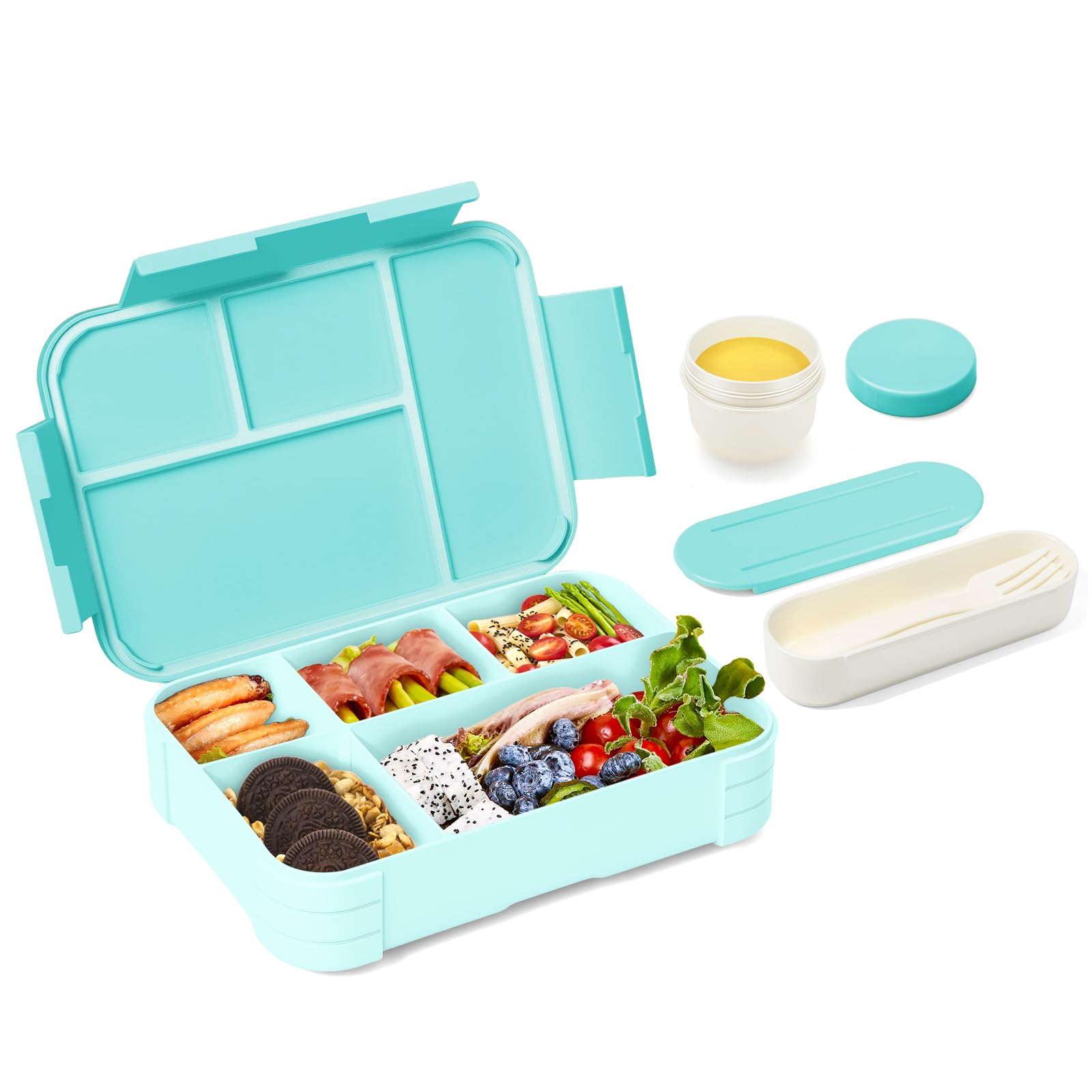 XJIANFU Brotdose Kinder mit Fächern,900ml Auslaufsichere Bento-Box, Kinder-Lunchbox,Auslaufsicher Fächern,Jausenbox Brotbox für,Mädchen & Jungen,Mikrowelle/spülmaschinenfest(Purple)