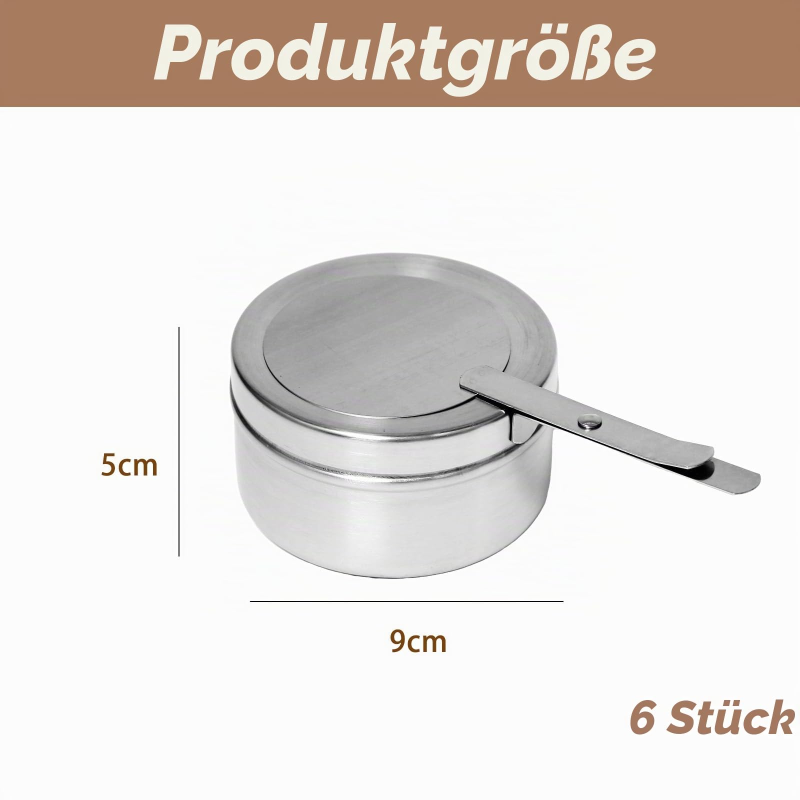 6 Stück Brennpastenbehälter mit Deckel Brennpastenbehälter Edelstahl Brennpaste Behälter Durchmesser Ø 9cm, Höhe 5 cm für Chafing Dish Brennpaste, Buffet Zubehör, Fondue