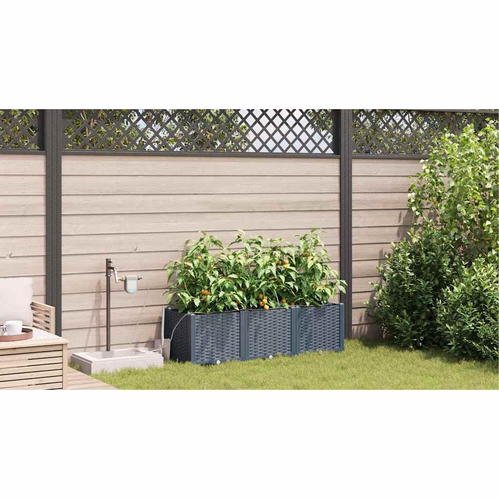 Garten-Pflanzgefäß 3er Set Hellgrau aus Stahl, 120x40x37,5 cm, langlebig für den Außenbereich, mit Bewässerungssystem für mühelose Pflanzenpflege