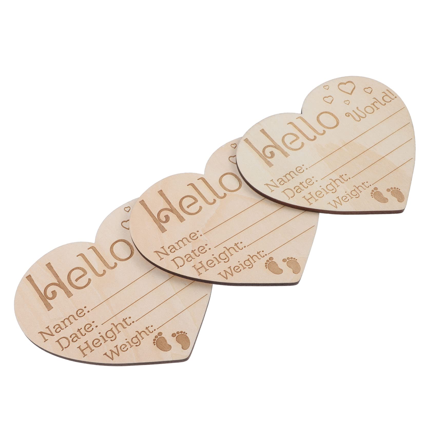 BESTonZON Infant Birth Announcement Sign 3pcs Wooden Baby Name Sign Polished Smooth Surface for Mom