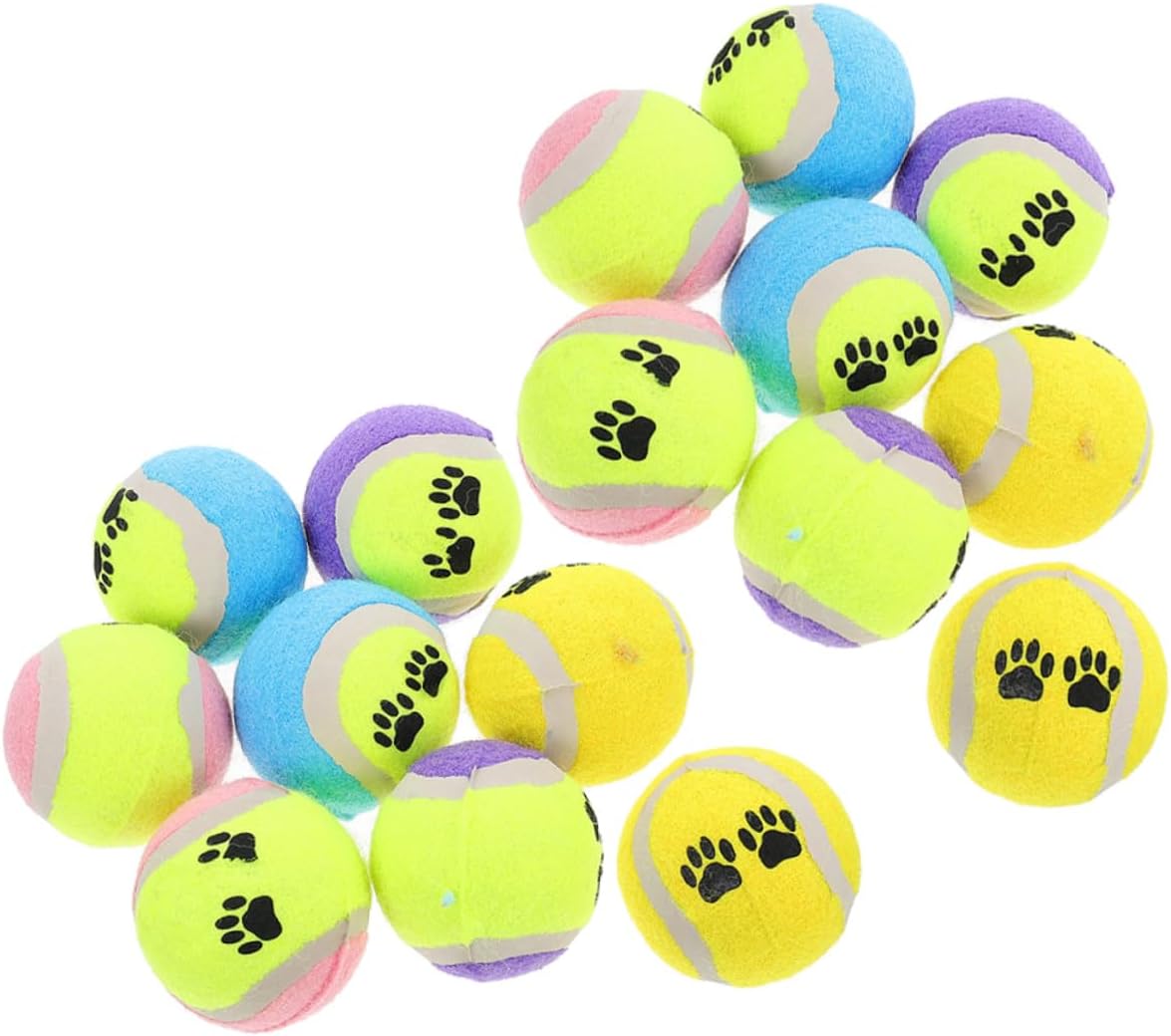16pcs Plush Tennis Dog Balls Interactive Training Soft Pet Molar Balls 7cm Diameter Portable Outdoor Puppy Chew for Small Dogs Random Color