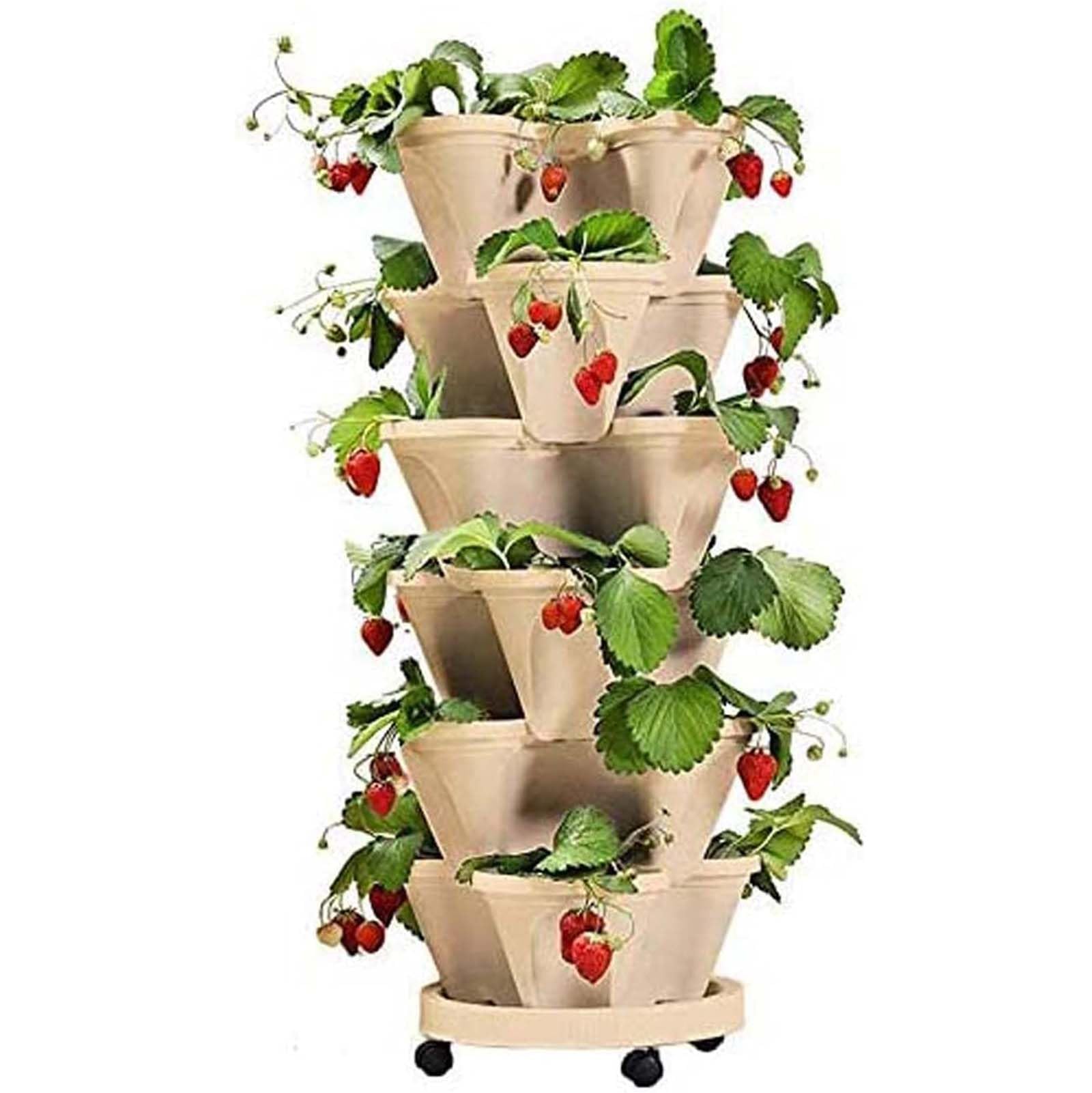 Générique Pot de Fleurs Vertical en Plastique à 6 Niveaux Pots de Fleurs Empilable Jardinière en Tour pour Fraises Poivrons Fleurs Et Plantes et Jardin Vertical IntéRieur Et ExtéRieur