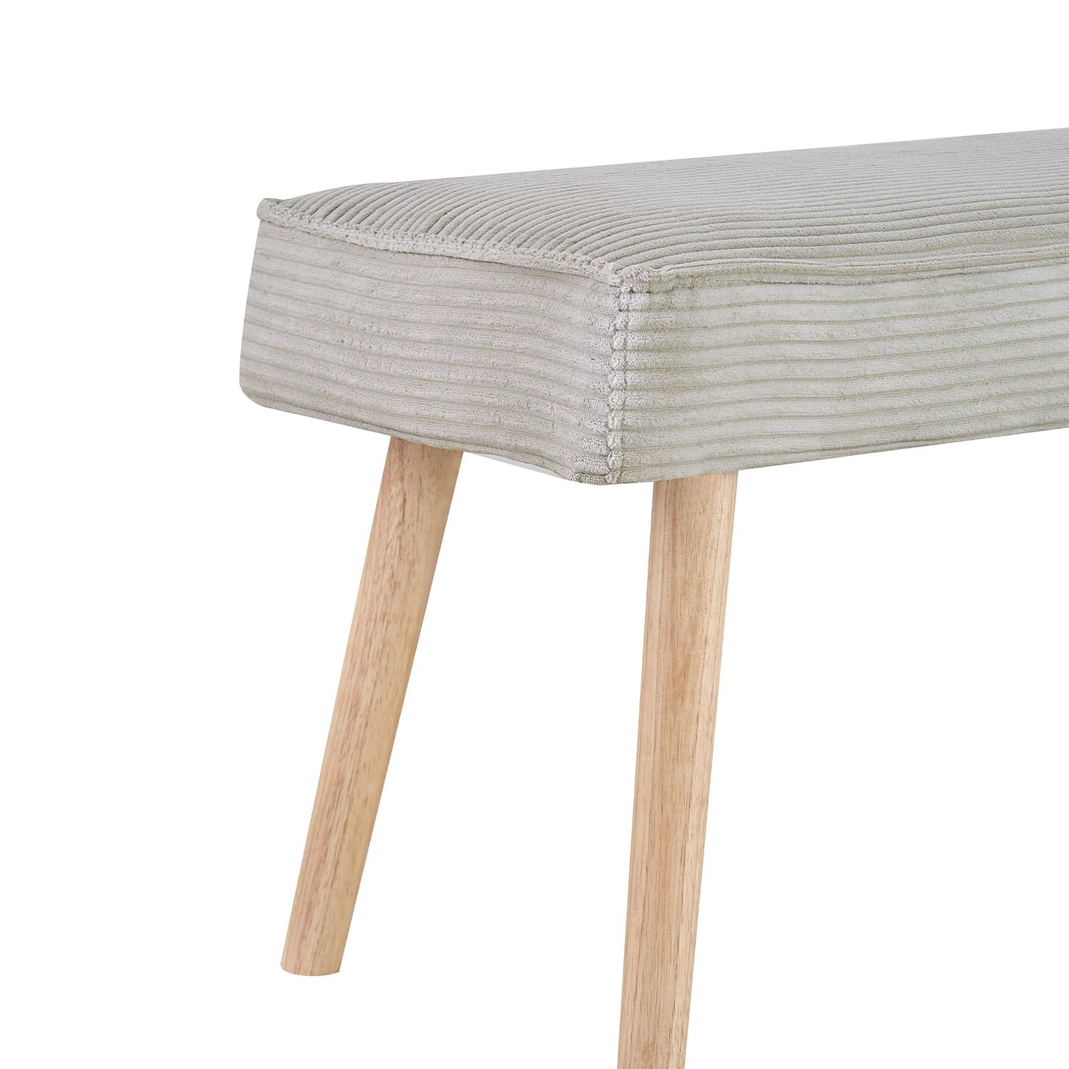 Esszimmerbank EMIL 160 cm – Sitzbank ohne Rückenlehne aus Kordstoff in Grau – Gepolsterte Bank mit Federkern – Massivholzbeine im skandinavischen Design – Ideal für Esszimmer, Flur oder Garderobe