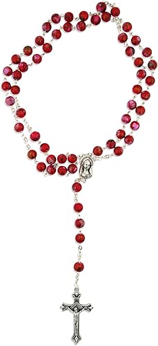 Miniatura 10 de Rosario católico con cuentas de cristal, multicolor