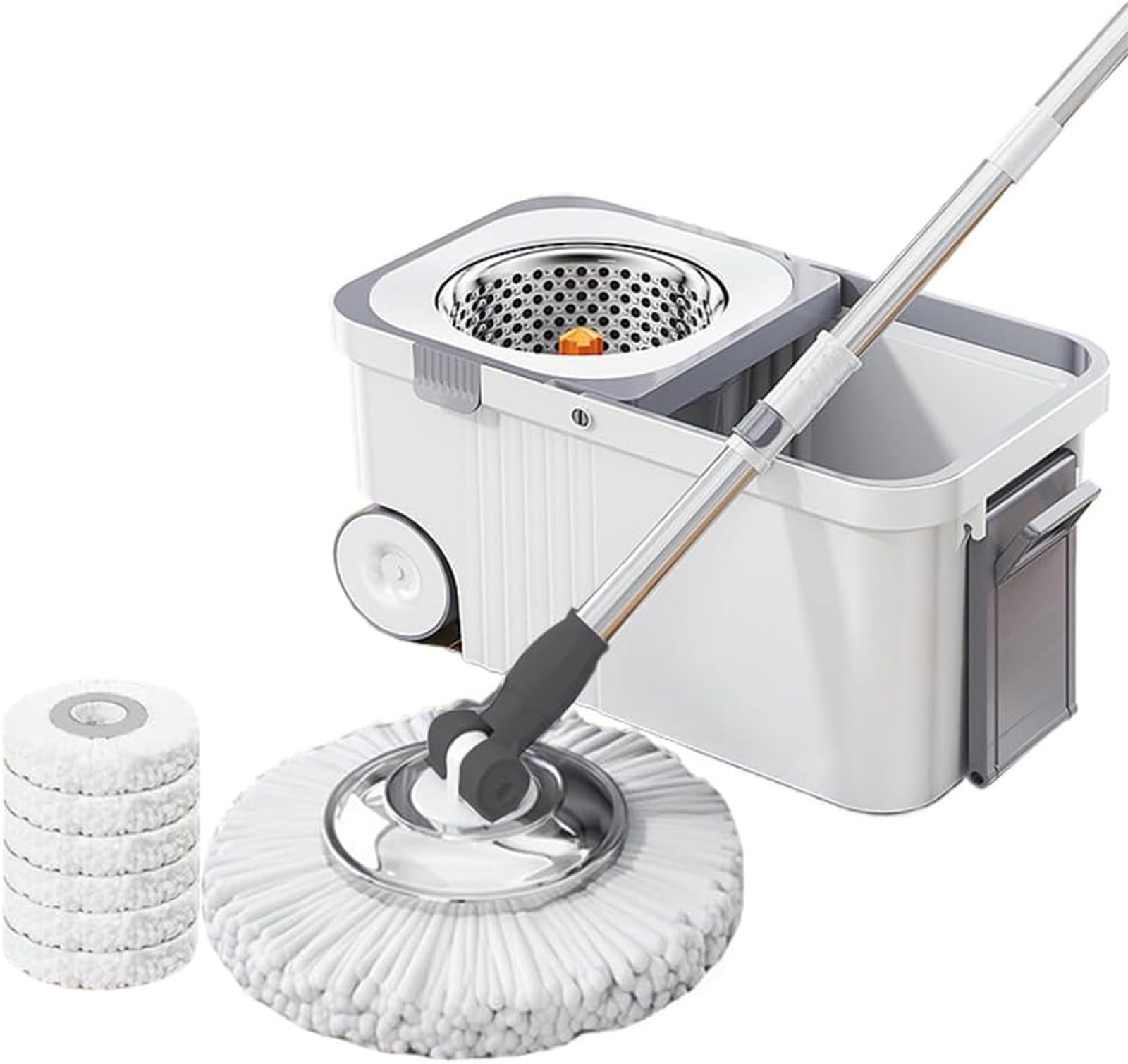 NHDVDVAV Kitchen 360 Spin Mop with Detachable Bucket, 6 Microfiber Mop Pads