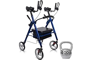 Vive Bariatric Upright Walker with Seat - Heavy Duty Senior Stand-Up Rollator