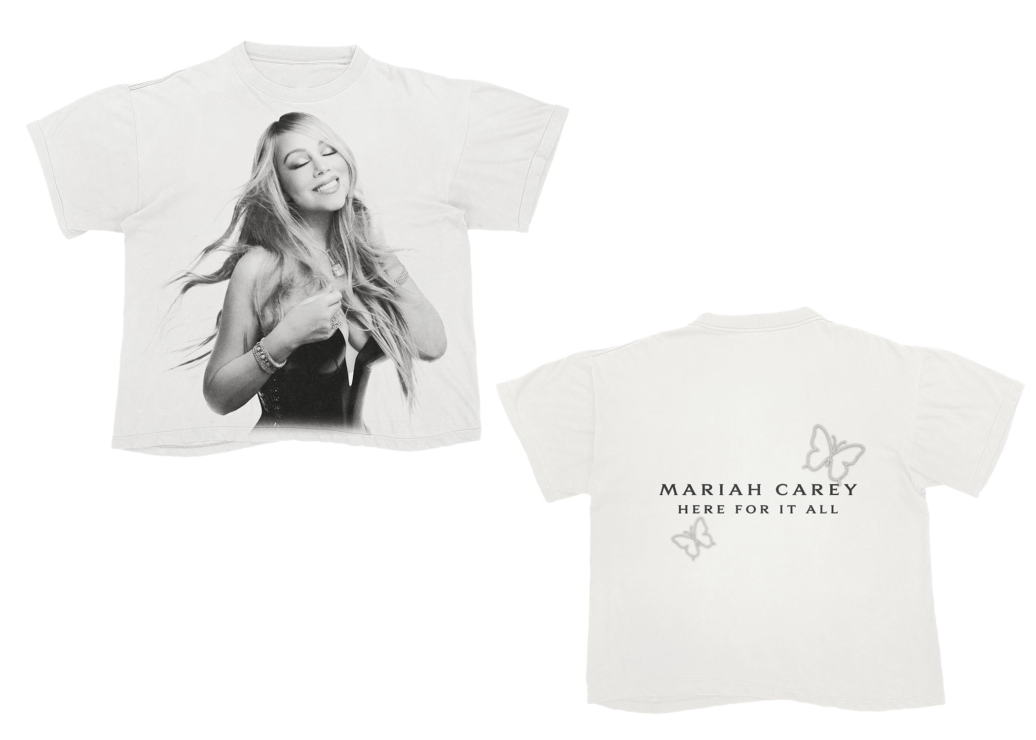 Mariah Carey Unisex-Adult Official Merch Here for It All White T-Shirt, White, Medium