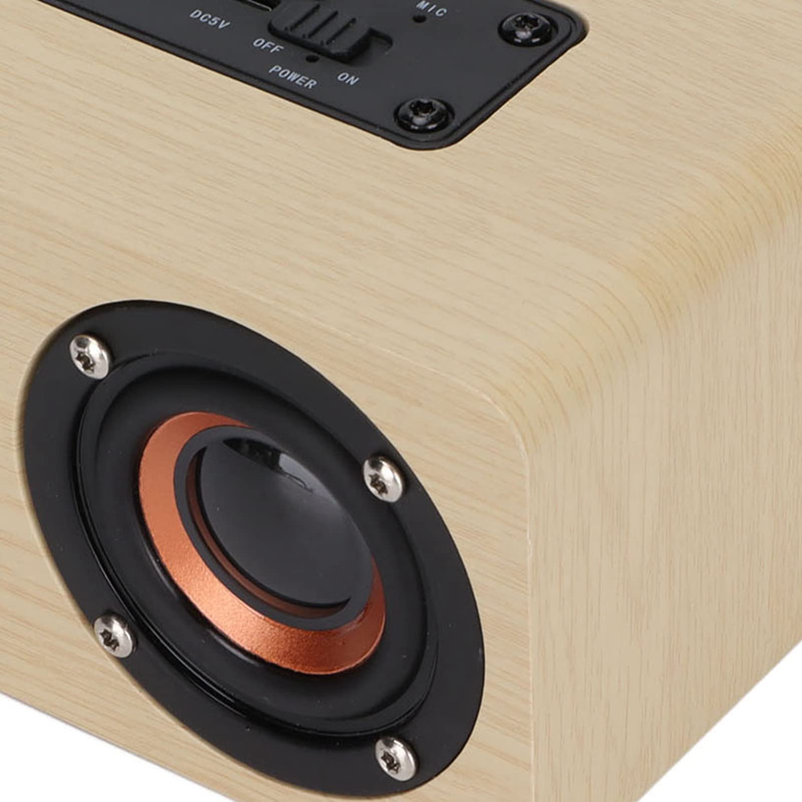 Alomejor Wooden Bluetooth Speaker with Retro Design (Bamboo wood grain | Portatile, doppi driver da 52 mm, connessione AUX da 3,5 mm, tempo di riproduzione lungo, supporta la ricarica micro USB
