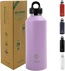Revomax Garrafa Térmica Desportiva de Vácuo em Aço Inoxidável, Copos Portátil para Viagem 950ml (Roxo)