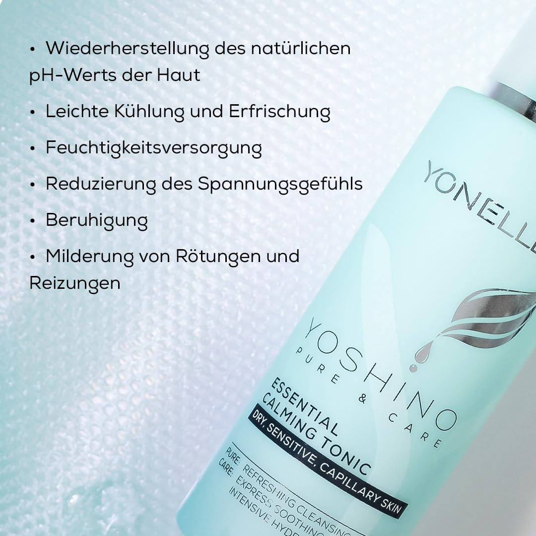 YONELLE Gesichtswasser mit Hyaluronsäure D-Panthenol Jeju-Blütenessenz - YOSHINO PURE & CARE - Toner Gesicht für Trockene, empfindliche und Couperose-Haut – 400 ml – Beruhigende