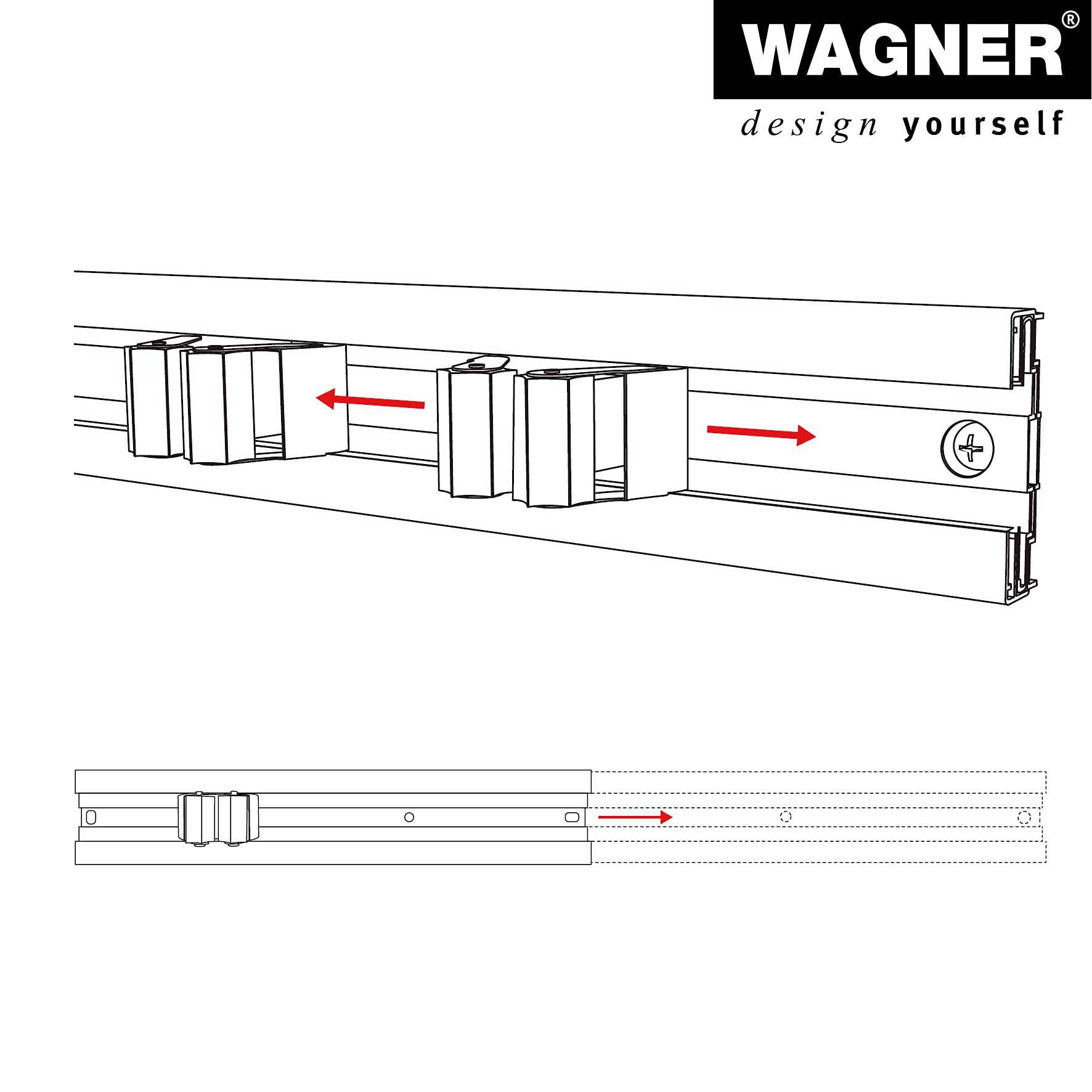 WAGNER, hooks4tools, Tool Holder, Clips & Rail EXTENDABLE, 600-1170 x 55 mm, 5 Clips 52 x 40 x 37 mm, Made of Aluminium - Image 3