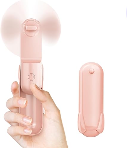 Mini ventilador de mano, ventilador de mano portátil con USB recargable, funciona con batería de 2000 mAh, 3 velocidades ajustables, ventilador de
