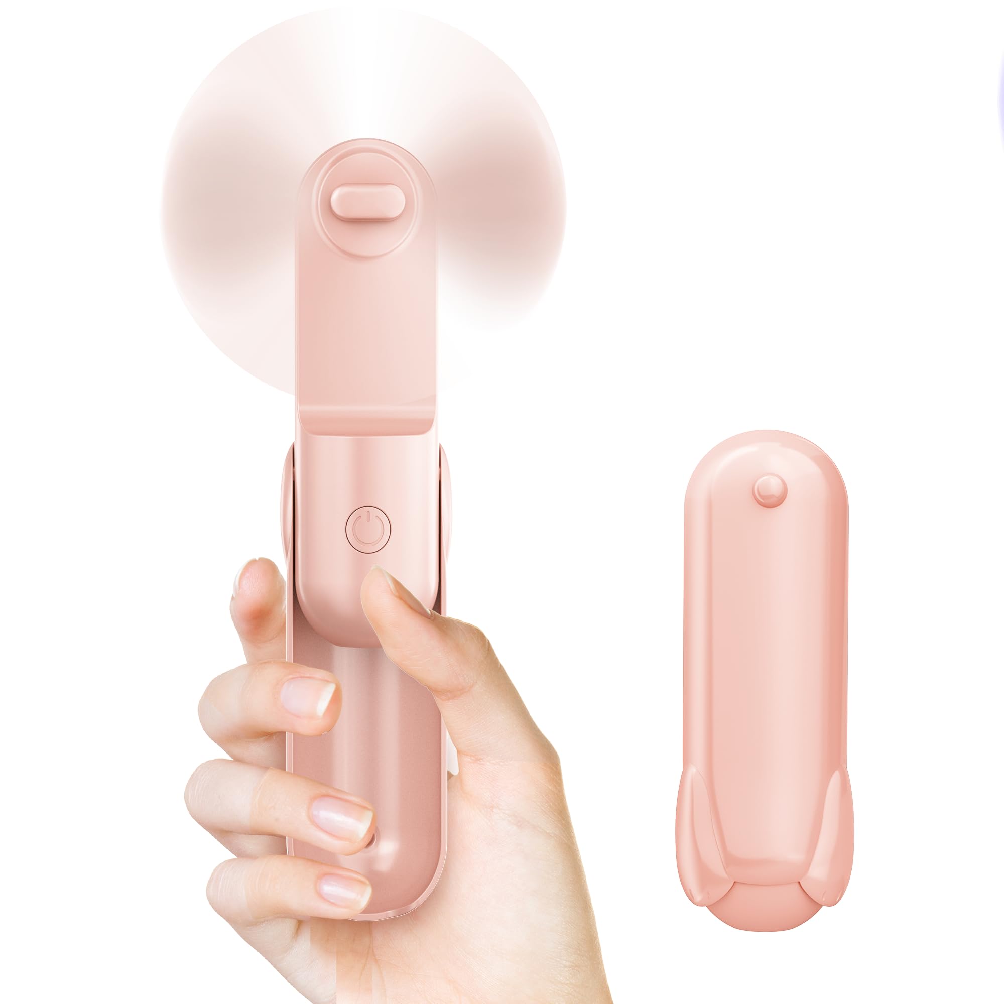 Mini Handheld Fan, Portable Hand Fan with USB Rechargeable, 2000 mAh Battery Operated, 3 Speeds Adjustable, 2 IN 1 Small Personal Pocket Fan for Women Girls Travel Outdoor