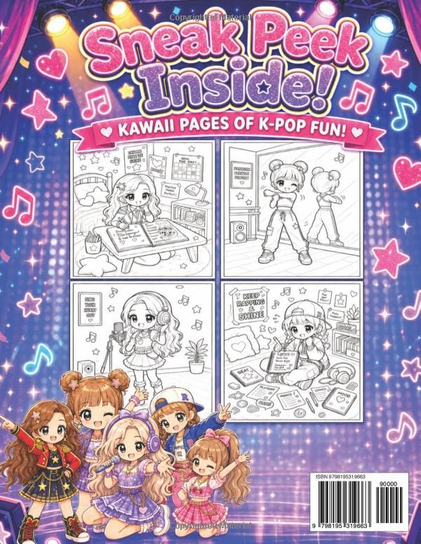 K-Pop Coloring Book Chibi Kawaii Style: Cute Chibi K-Pop Idols & Kawaii Coloring Book Story for Girls, Teens, Tweens & Adults | Jumbo 50+ Pages | Perfect Gift for Kpop Fans and Girls image 3