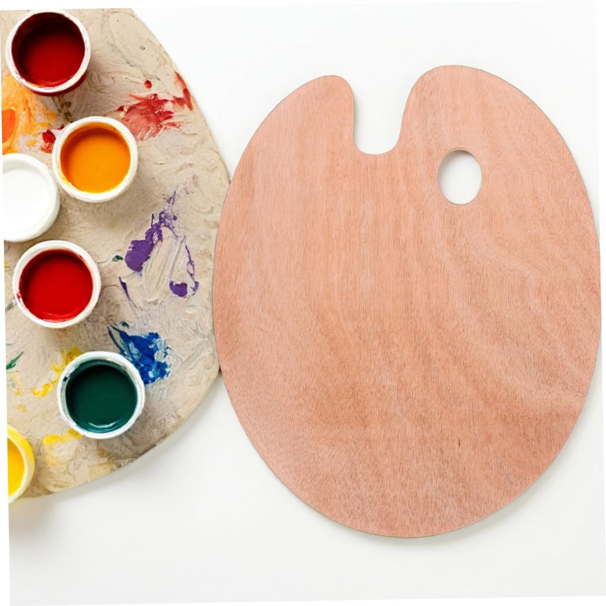 Sewroro 2stücke Holzpalette Oval für Malen Mischen von Ölfarben und Aquarell Malpalette mit Daumenloch für Künstler und Bastelprojekte
