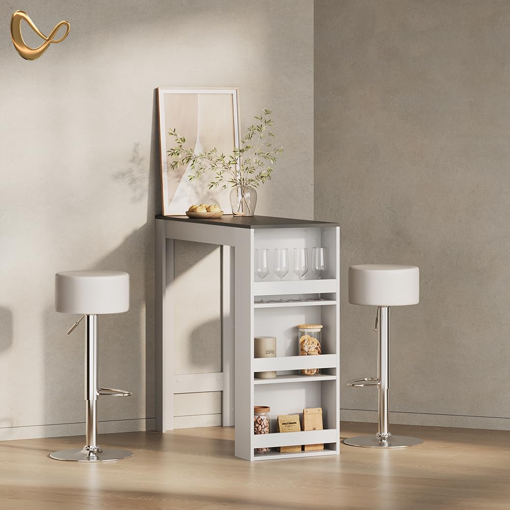 Livinity Tavolo da bar Regusa, Bianco/antracite, 45 x 110 cm