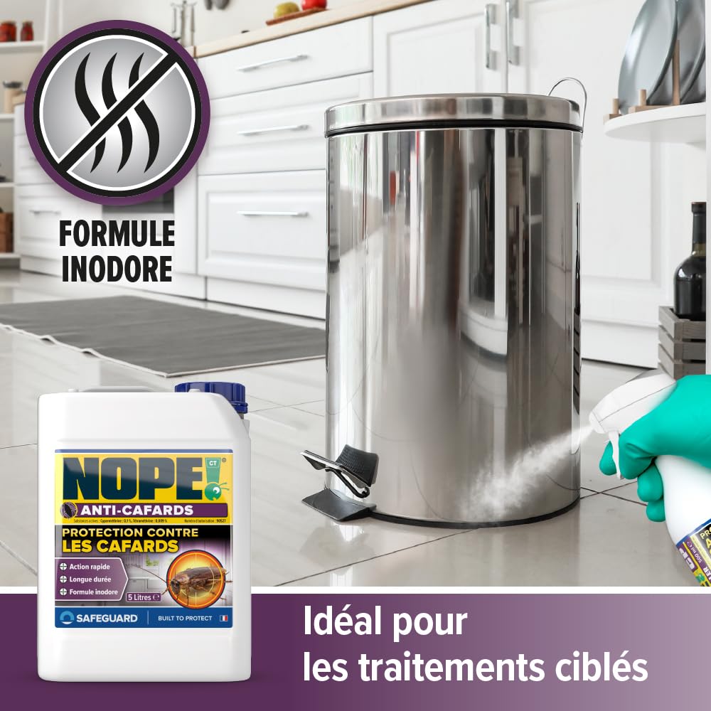 NOPE! CT Spray Anti-Cafards 5l – Insecticide Puissant Sans Odeur – Action Rapide & Longue Durée – Anti-Blattes Intérieur