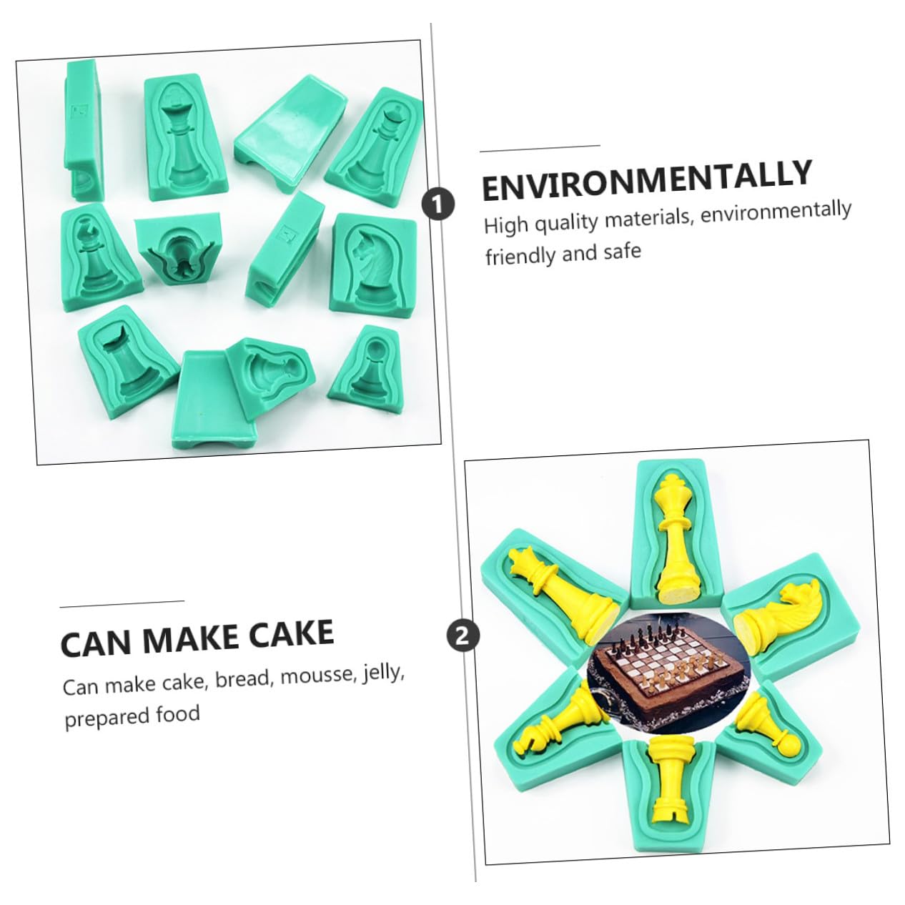 Stampo per Cioccolatini a Scacchi 12 Pezzi in Silicone Verde | Baking Fai da Te, Finitura Antiaderente, Facile Pulizia, Design Creativo e Innovativo per Torte