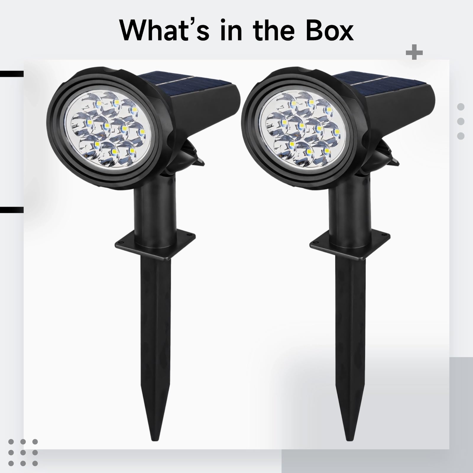 2 faretti solari per la decorazione del giardino esterno, luci di proiezione solare, illuminazione paesaggistica, bianco caldo e RGB, facile installazione, impermeabile, risparmio energetico
