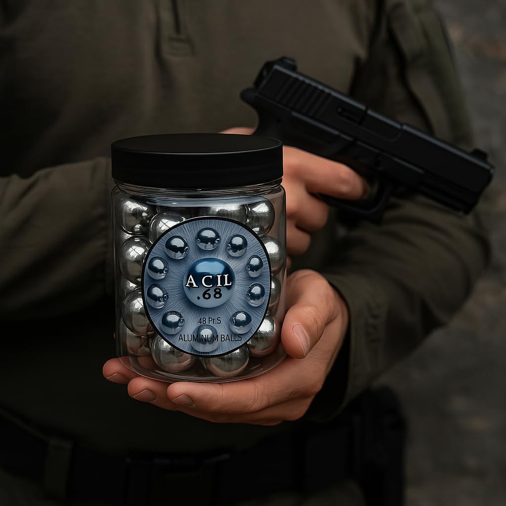 Aluminum Balls .68 Cal. Solid Resuable Paintballs Powerballs for Target Practice, Training and Defense Pistols in 68 Caliber (40 pcs)