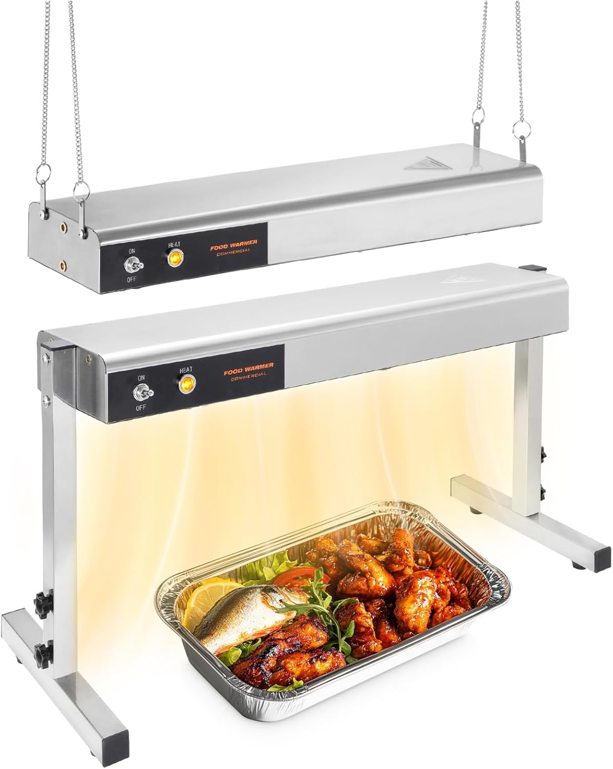 24-Inch Food Heat Lamp, 750W Commercial Food Warmer Hanging Overhead Infrared Strip Heater Catering Buffet Warmers Heat Lamp for Restaurant Parties Kitchen, 110V 24 Inch